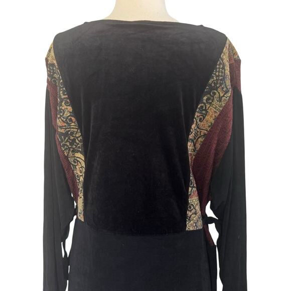 Vintage AHNI Velvet Tapestry Embroidered Maxi Dress ART TO WEAR Plus Size 2 NEW - Picture 11 of 13